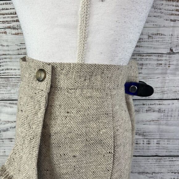 Vintage Liz Claiborne Skirt sz 8 Tan Khaki Wool Tweed Wrap Blanket Fringe Pencil - Picture 8 of 11